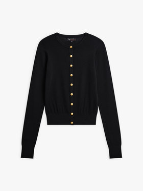 FEMME ウィメンズ 【Outlet】ウール ジャージー フィンガーレス カーディガンプレッション ブラック