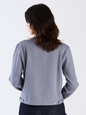 FEMME ウィメンズ オーガニックコットン メルトン 長袖 カーディガンプレッション ”Phone” グレー