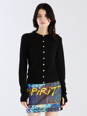 FEMME ウィメンズ 【Outlet】ウール ジャージー フィンガーレス カーディガンプレッション ブラック