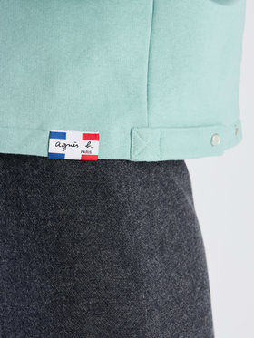 FEMME ウィメンズ オーガニックコットン メルトン 長袖 カーディガンプレッション ”Le Classique” ライトグリーン