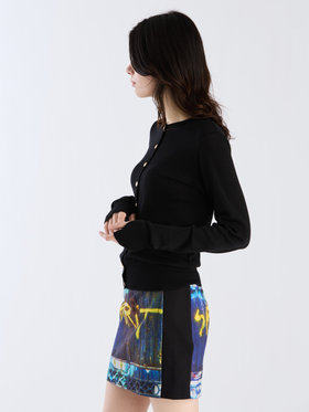 FEMME ウィメンズ 【Outlet】ウール ジャージー フィンガーレス カーディガンプレッション ブラック