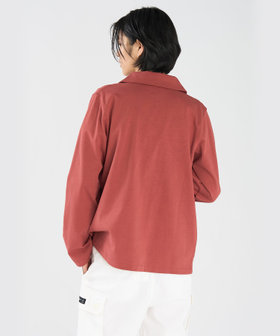 FEMME ウィメンズ コットン ジャージー 長袖 ジャケット "Mandarin" ブラウン系その他