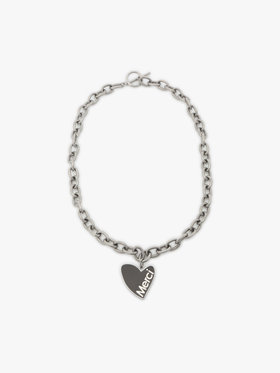 To b. by agnès b. メッセージ ハート チェーンネックレス ”Merci” ブラック