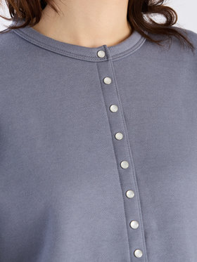 FEMME ウィメンズ オーガニックコットン メルトン 長袖 カーディガンプレッション ”Phone” グレー