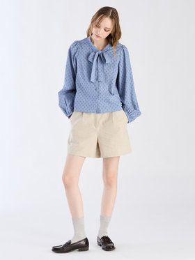 To b. by agnès b. 【Outlet】コットンフラワーレースブラウス ブルー