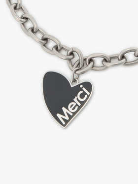 To b. by agnès b. メッセージ ハート チェーンネックレス ”Merci” ブラック