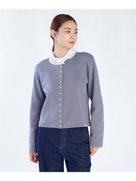 FEMME ウィメンズ オーガニックコットン メルトン 長袖 カーディガンプレッション ”Le Classique” グレー