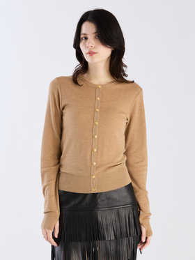 FEMME ウィメンズ 【Outlet】ウール ジャージー フィンガーレス カーディガンプレッション ブラウン系その他