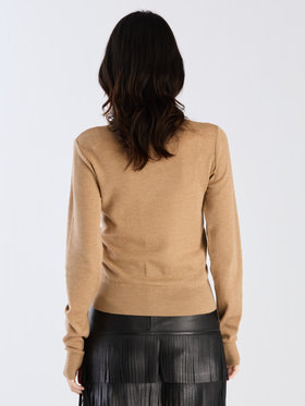 FEMME ウィメンズ 【Outlet】ウール ジャージー フィンガーレス カーディガンプレッション ブラウン系その他