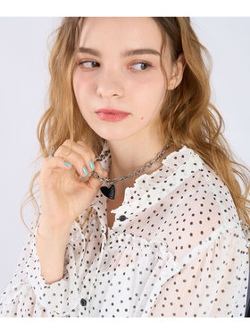 To b. by agnès b. メッセージ ハート チェーンネックレス ”Merci” ブラック