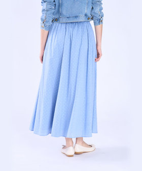 To b. by agnès b. フラワー コットン カット ジャカード スカート ブルー