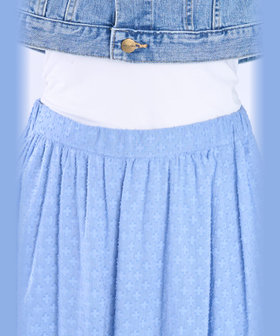 To b. by agnès b. フラワー コットン カット ジャカード スカート ブルー