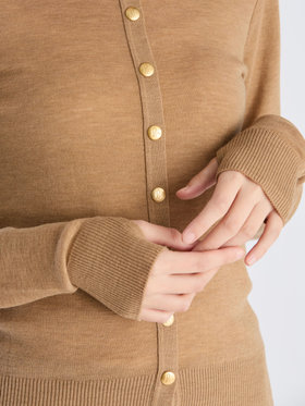 FEMME ウィメンズ 【Outlet】ウール ジャージー フィンガーレス カーディガンプレッション ブラウン系その他