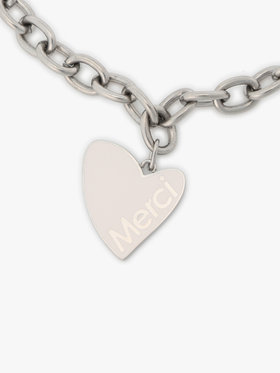 To b. by agnès b. メッセージ ハート チェーンネックレス ”Merci” ホワイト