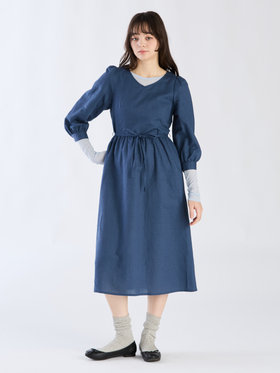To b. by agnès b. 【Outlet】リネンコットンシャーリングドレス ブルー