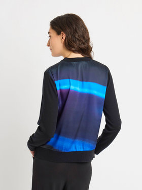 FEMME ウィメンズ 【Outlet】フォトプリント カシミヤ シルク混 ウール ニット プルオーバー "Neon" ブラック