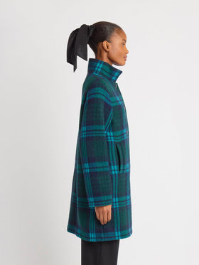FEMME ウィメンズ タータンチェック コットン ウール コート "Aimee" ブルー系その他