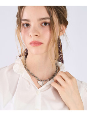 To b. by agnès b. メッセージ ハート チェーンネックレス ”Merci” ホワイト