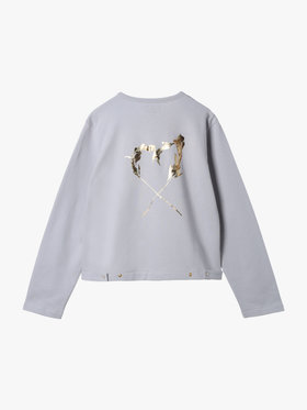 FEMME ウィメンズ ”b.”ロゴ ハート 刺繍 カーディガンプレッション グレー