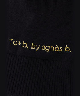 To b. by agnès b. ロゴ 刺繍 コットン ニット ジップアップ フーディー ブラック