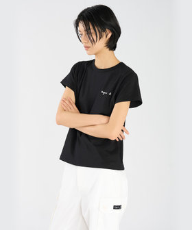 FEMME ウィメンズ ロゴ プリント コットン 半袖 Tシャツ "Brando" ブラック