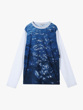 HOMME メンズ メンズ フォトプリント コットン 長袖 Tシャツ ”Antibes” マルチ