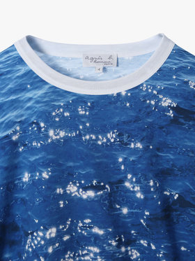 HOMME メンズ メンズ フォトプリント コットン 長袖 Tシャツ ”Antibes” マルチ