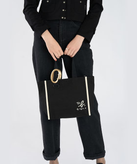 To b. by agnès b. To b. by agnes b.× green label relaxing コットン パイピング ミニトートバッグ ブラック