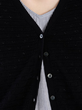 To b. by agnès b. 【Outlet】デイジーストライプニットカーディガン ブラック