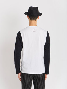 HOMME メンズ メンズ プリント コットン 長袖 アーティスト Tシャツ ”Rafael Gray” ホワイト