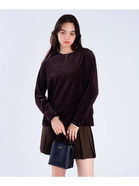 To b. by agnès b. 【Outlet】ボーダー ベロア ロングスリーブ Tシャツ ブラウン