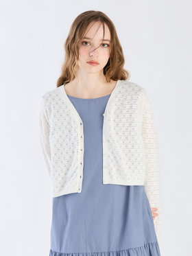 To b. by agnès b. 【Outlet】デイジーストライプニットカーディガン ホワイト