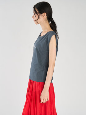 FEMME ウィメンズ メッセージプリント コットン 半袖 Tシャツ "Ciao" グレー