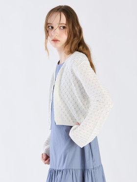 To b. by agnès b. 【Outlet】デイジーストライプニットカーディガン ホワイト