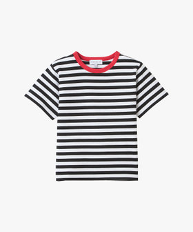 ENFANT ユニセックス キッズ ボーダー コットン 半袖 Tシャツ ホワイト×ブラック