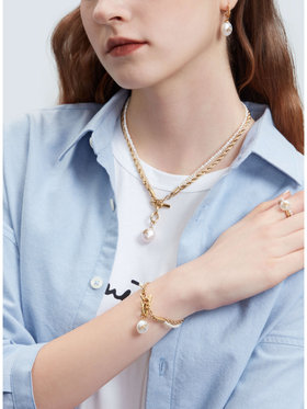 FEMME ウィメンズ 【Outlet】ツイストブレスレット "Chunky Pearl" ゴールド