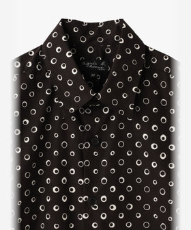HOMME メンズ メンズ プリント コットン 長袖 シャツ "Andy" ブラック