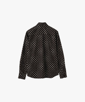 HOMME メンズ メンズ プリント コットン 長袖 シャツ "Andy" ブラック