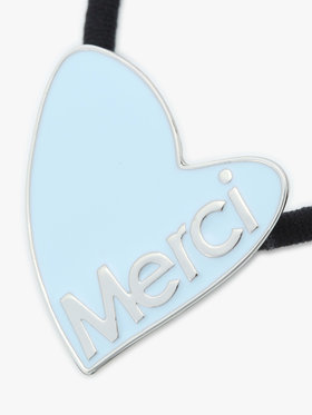 To b. by agnès b. メッセージ ハート ヘアタイ ”Merci” ブルー