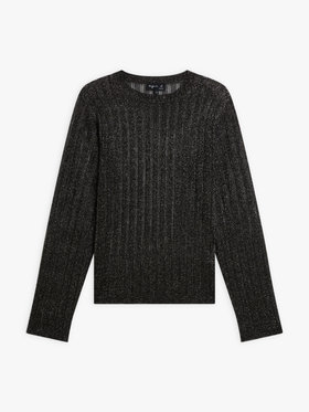 FEMME ウィメンズ メタリックストライプ 長袖 Tシャツ ブラック系その他