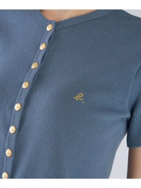 FEMME ウィメンズ "b."ロゴ刺繍 コットンニット 半袖 カーディガンプレッション "Swing" グレー