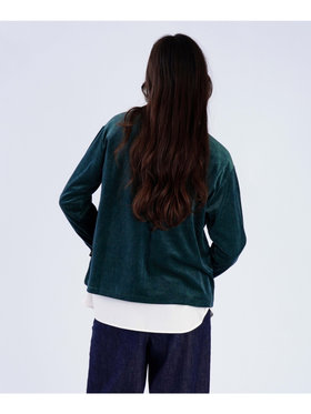 To b. by agnès b. 【Outlet】ボーダー ベロア ロングスリーブ Tシャツ グリーン