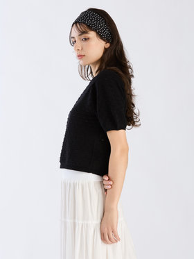 To b. by agnès b. 【Outlet】デイジーストライプニットプルオーバー ブラック