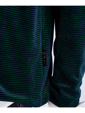 To b. by agnès b. 【Outlet】ボーダー ベロア ロングスリーブ Tシャツ グリーン