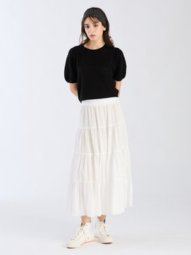 To b. by agnès b. 【Outlet】デイジーストライプニットプルオーバー ブラック