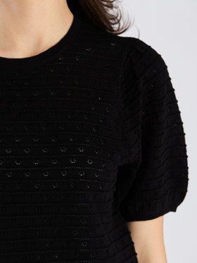 To b. by agnès b. 【Outlet】デイジーストライプニットプルオーバー ブラック