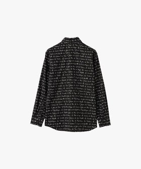 HOMME メンズ メンズ プリント コットン 長袖 シャツ "Thomas" ブラック