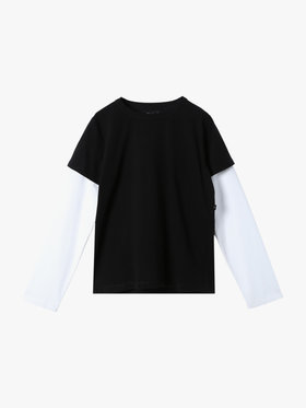 FEMME ウィメンズ コットン レイヤード Tシャツ ”2 manches Oppo” ブラック