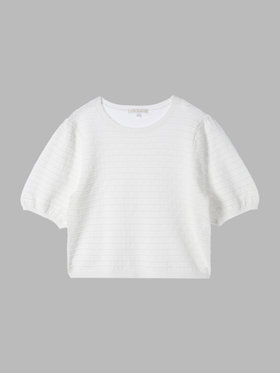 To b. by agnès b. 【Outlet】デイジーストライプニットプルオーバー ホワイト