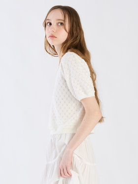 To b. by agnès b. 【Outlet】デイジーストライプニットプルオーバー ホワイト